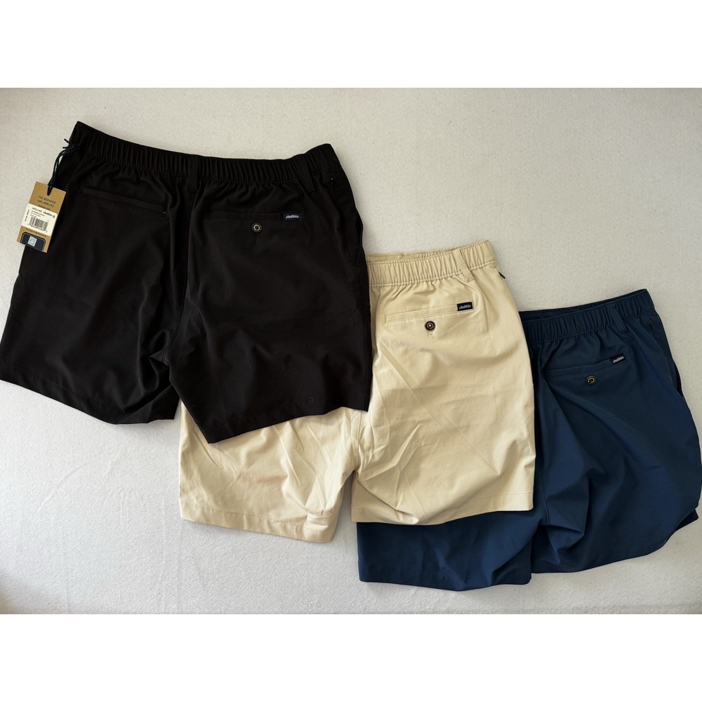 Chubbies Men's 3 Pairs Everywear Performance Shorts Black Khaki Navy Size XL NWT - Picture 3 of 4